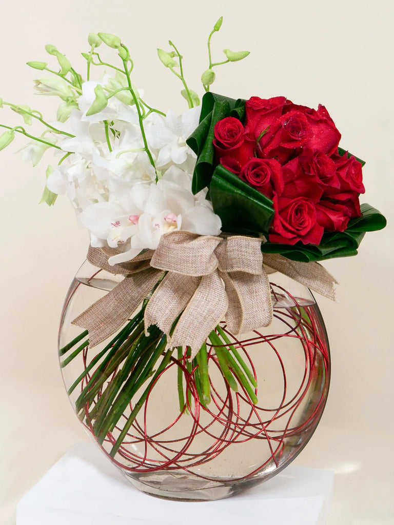RED ROSE BOUQUET & ORCHID