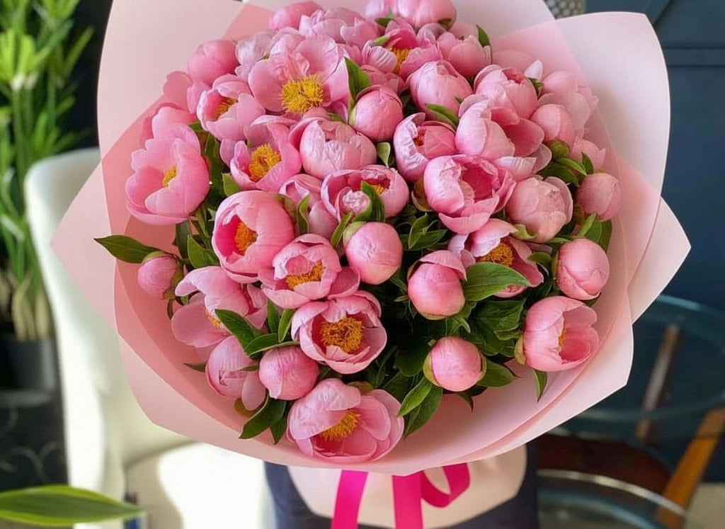 50 PEONIES HAND-CRAFTED BOUQUET
